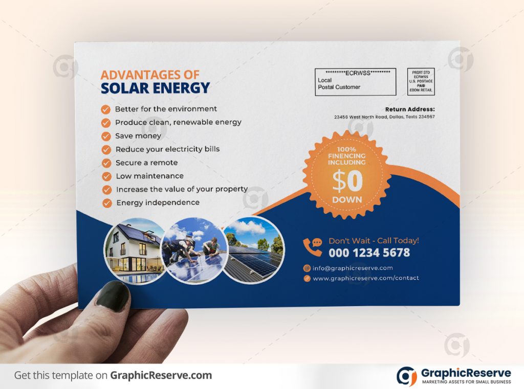 Solar Direct Mail Marketing Eddm Mailer Design Canva Template Graphic