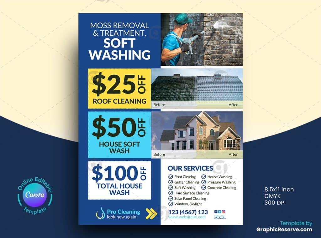 Cleaning Service Flyer Design Canva Template Graphic Reserve