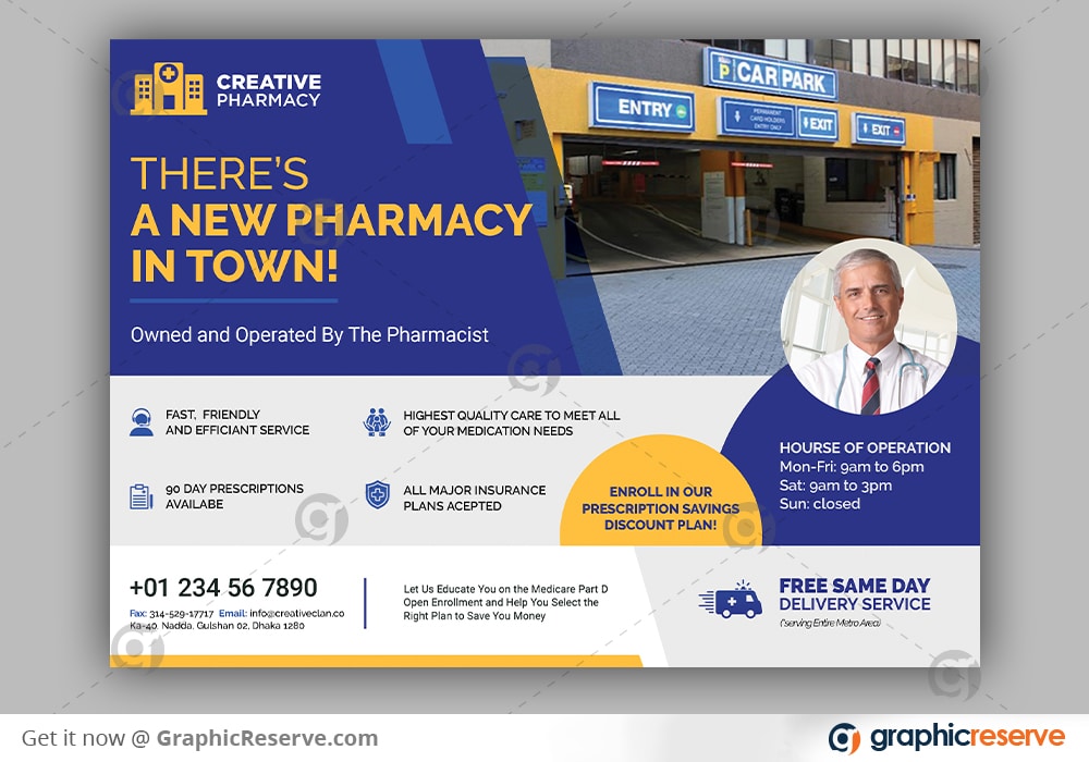 New Pharmacy in Town EDDM direct mail design Template Download 