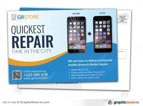 Mobile Repair Direct Mail EDDM Postcard Template Front Side