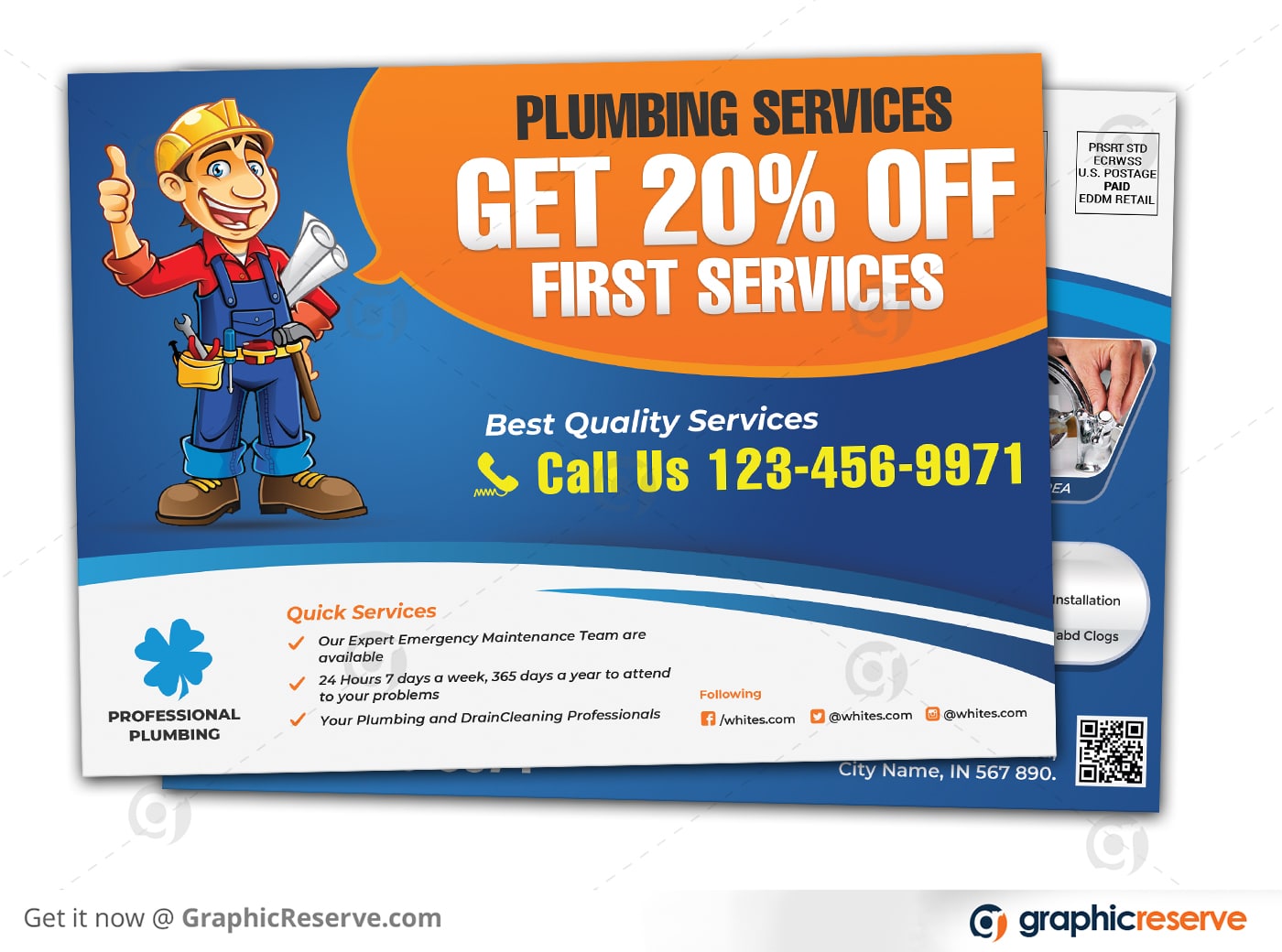 Plumber Service Postcard Template