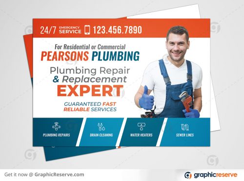 Plumbing Service EDDM Postcard Template Preview Image Front 1