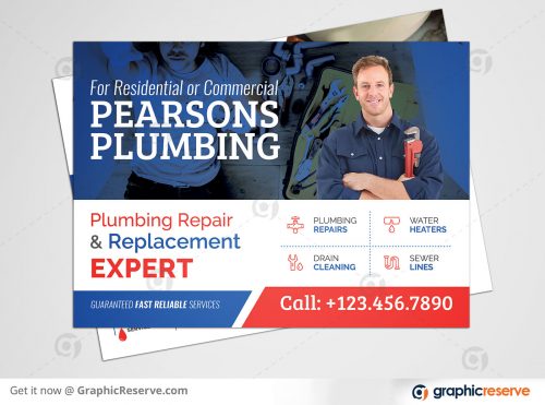 Plumbing Service EDDM Postcard Template Preview Image Front 2
