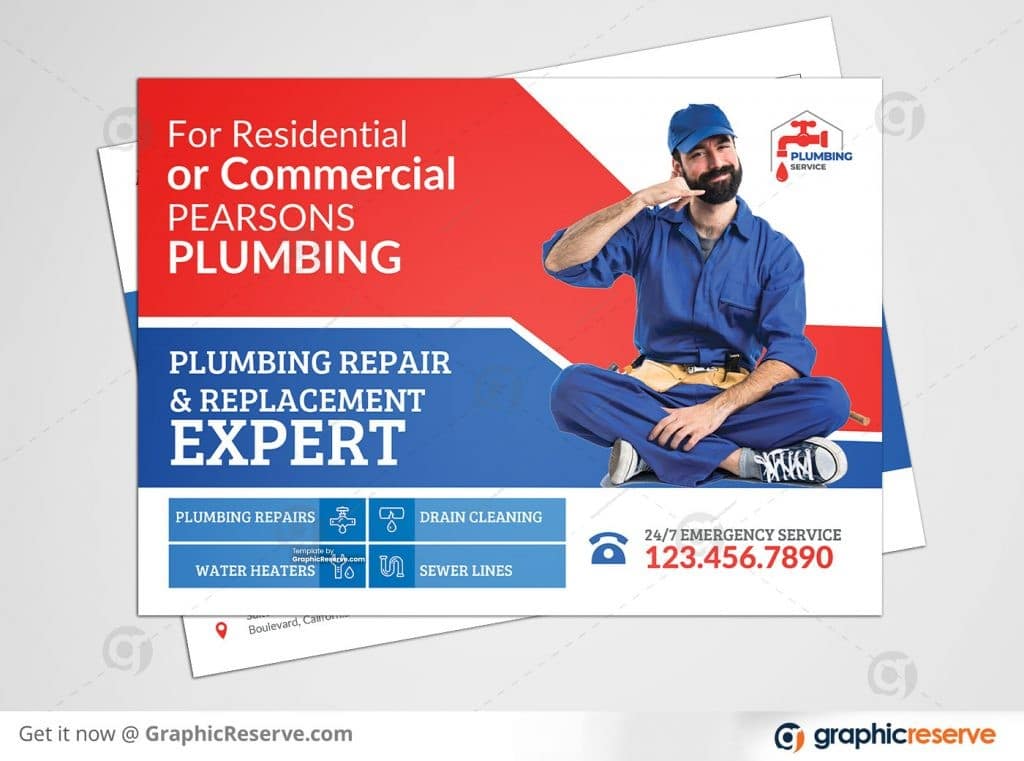 Plumbing Service EDDM Postcard Template Preview Image Front 4