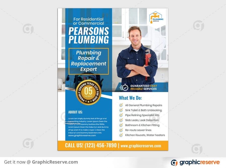 Plumbing Service Flyer Template Preview Image 1