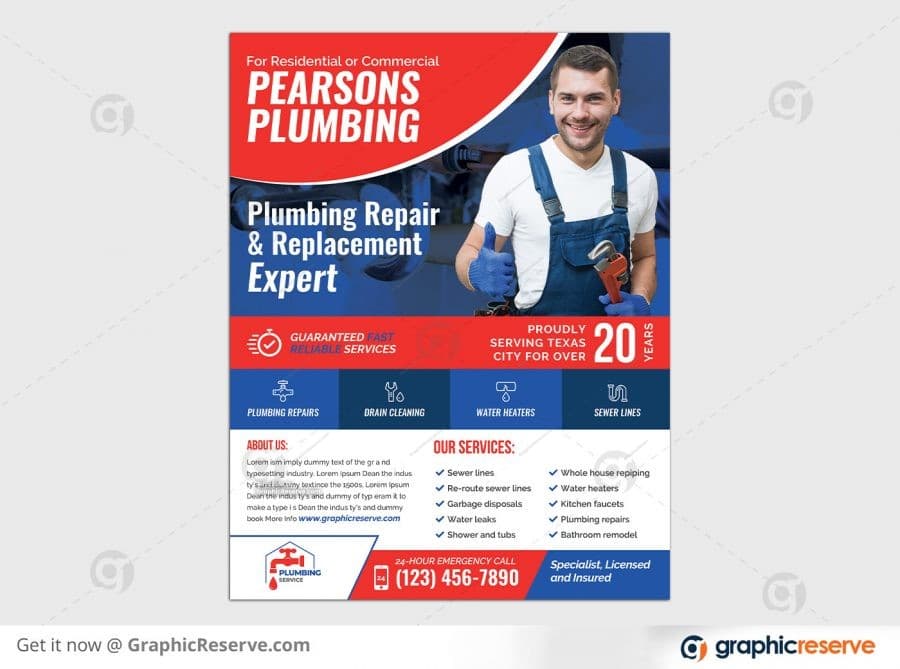 Plumbing service Flyer template Preview Image 2