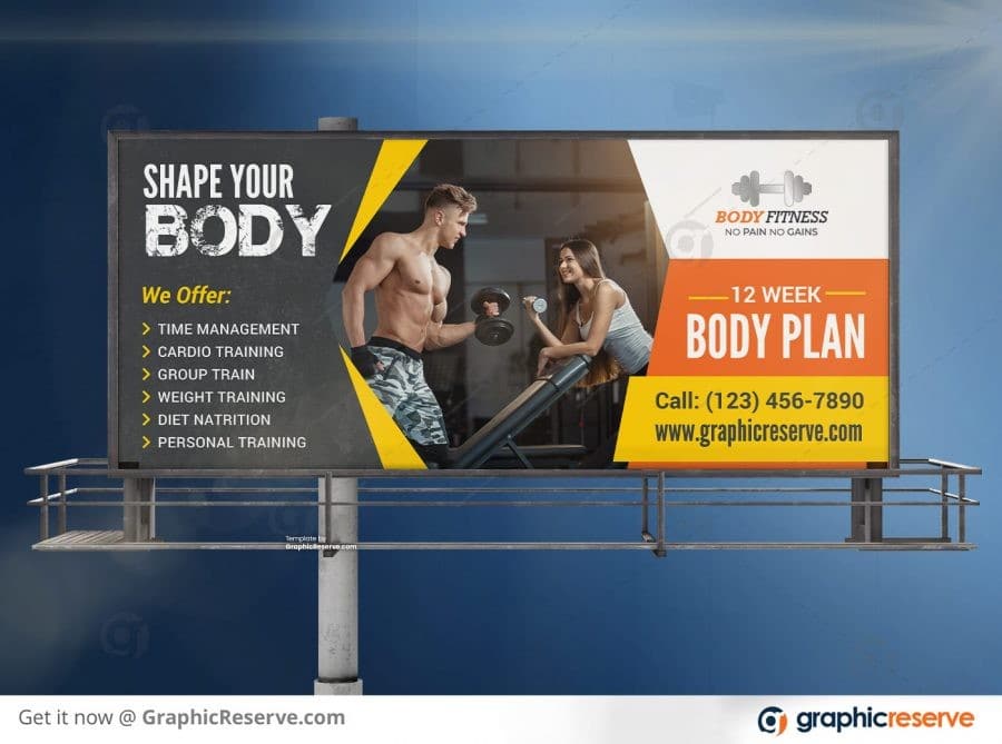 Fitness Billboard Template Preview Image 8