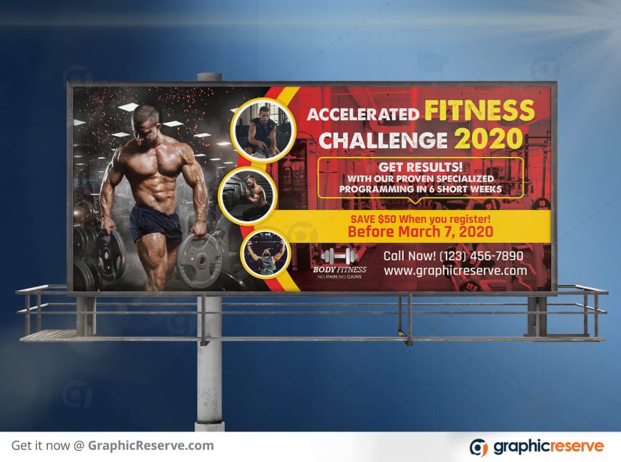 Fitness Billboard Template Preview Image 9
