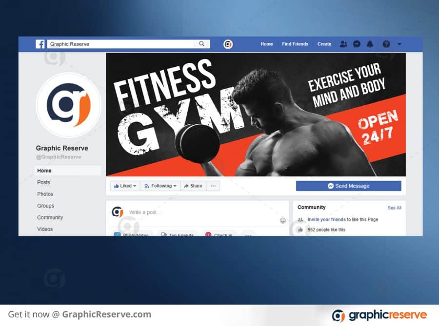 Fitness Facebook Cover Template Preview Image 1