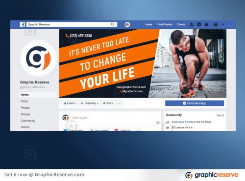 Fitness Facebook Cover Template Preview Image 2