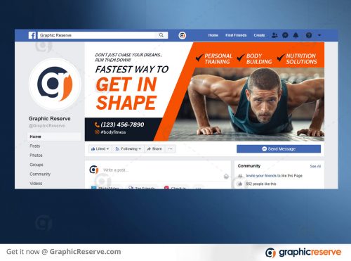Fitness Facebook Cover Template Preview Image 3