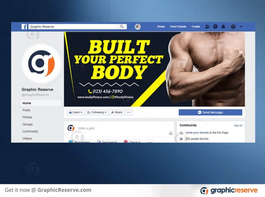 Fitness Facebook Cover Template Preview Image 4