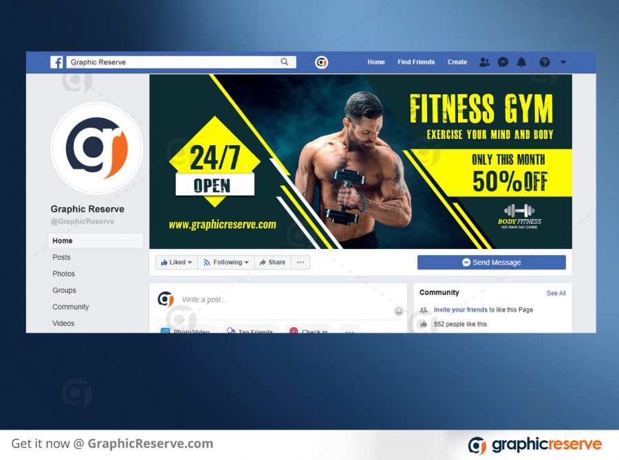 Fitness Facebook Cover Template Preview Image 5