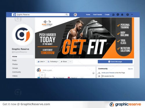 Fitness Facebook Cover Template Preview Image