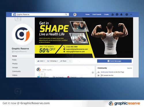 Fitness Facebook Cover Template Preview Image 6