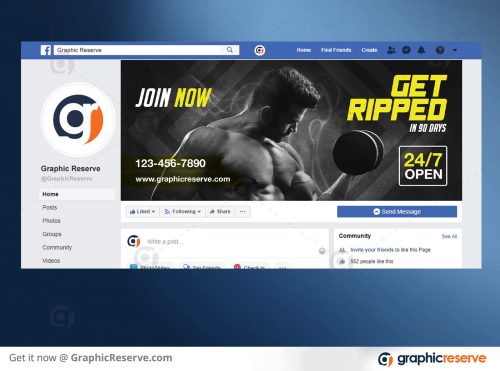 Fitness Facebook Cover Template Preview Image 7