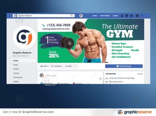 Fitness Facebook Cover Template Preview Image 8