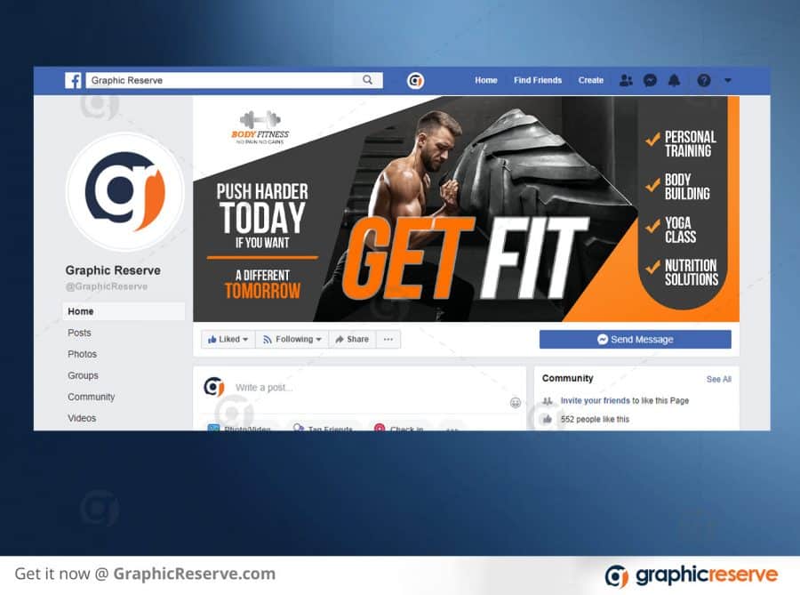Fitness Facebook Cover Template Preview Image