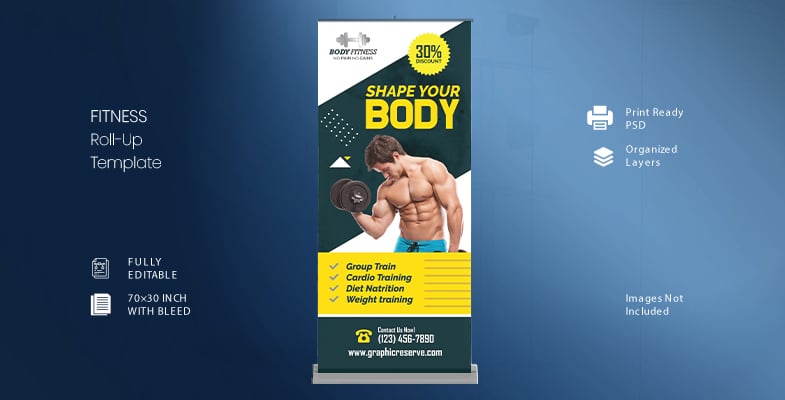 Fitness Roll Up Template Cover Image