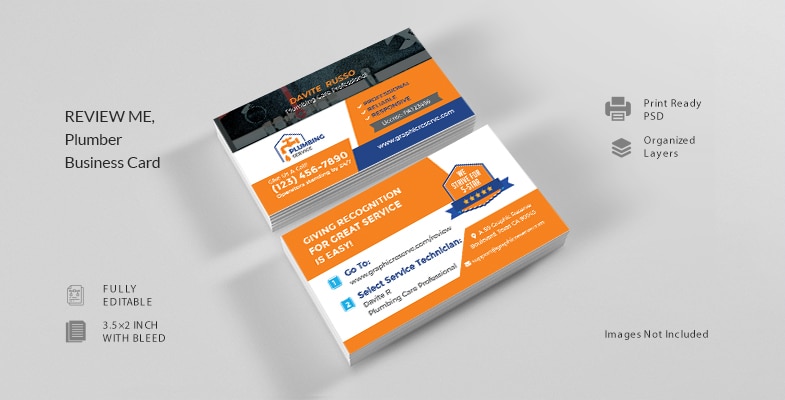 Review Me Plumber Business Card Cover Image 1