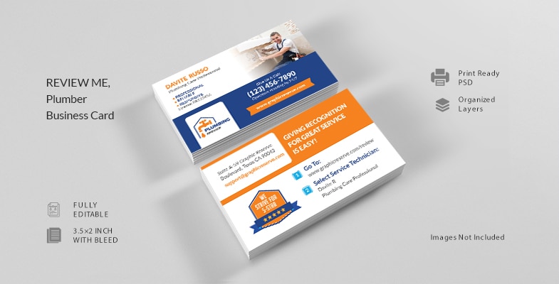 Review Me Plumber Business Card Cover Image