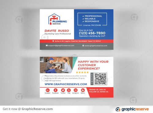 REVIEW ME Plumber Business Card preview Image 2