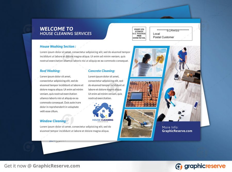 Cleaning Service Postcard Design Template Back Preview 1