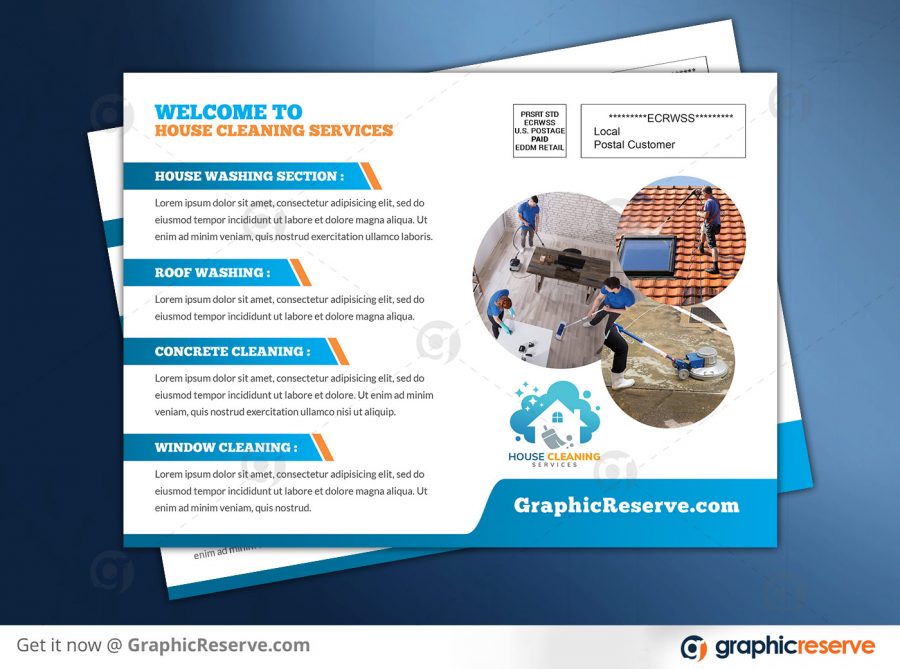Cleaning Service Postcard Design Template Back Preview