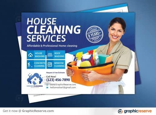 Cleaning Service Postcard Design Template Front Preview 1