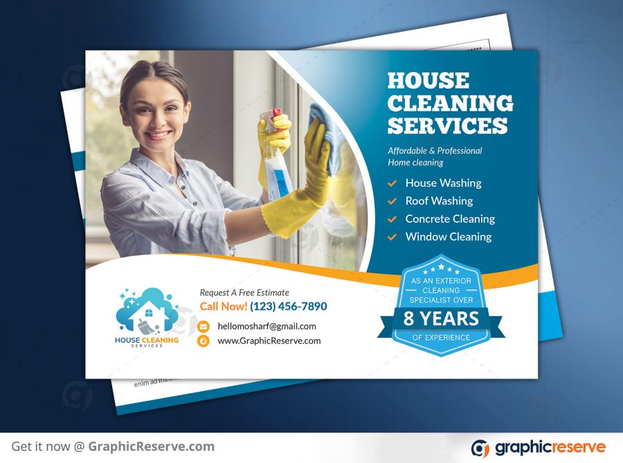 Cleaning Service Postcard Design Template Front Preview
