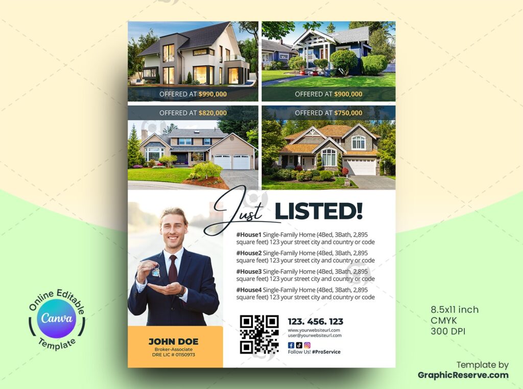 Listed Real Estate Broker Canva Flyer