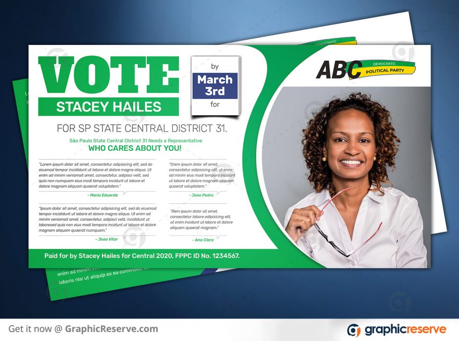 Election Campaign Political Postcard Design Template Front previews