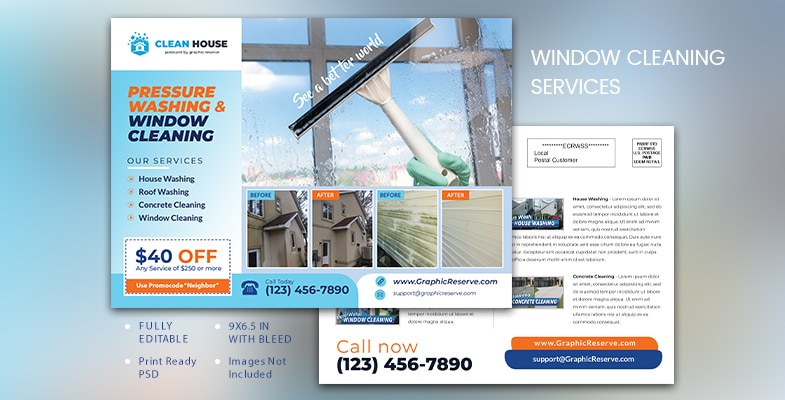 pressure washing window cleaning service EDDM Postcard cover