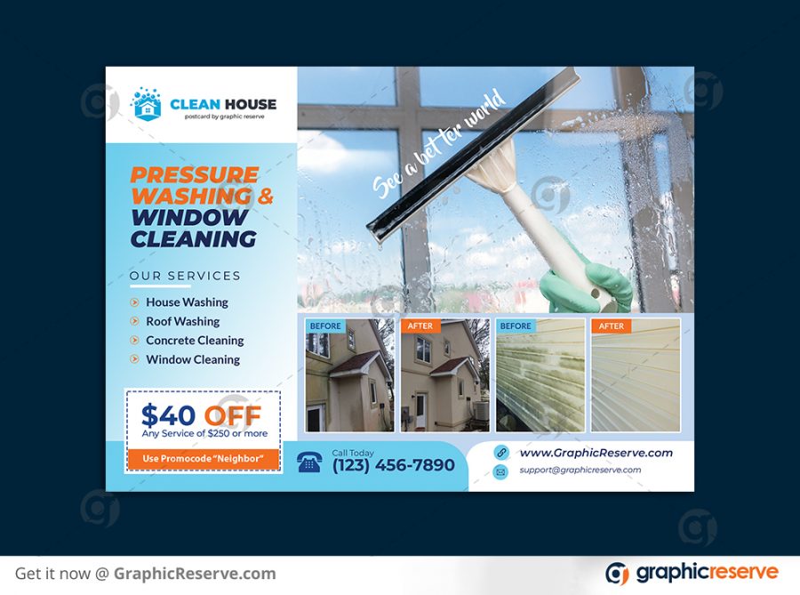 pressure washing window cleaning service EDDM Postcard Front Preview