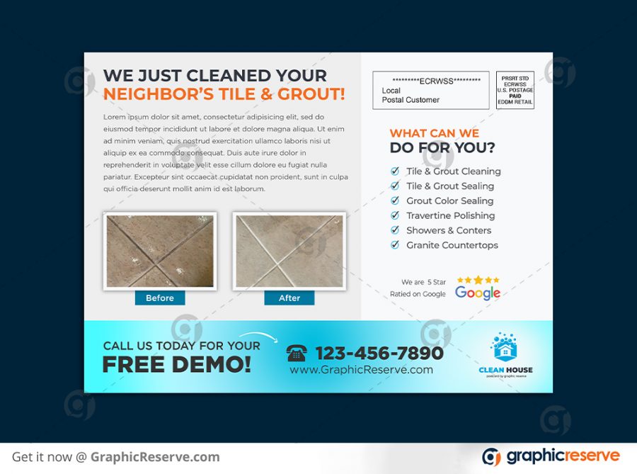 Tile Grout Cleaning Service Eddm Postcard Back Preview