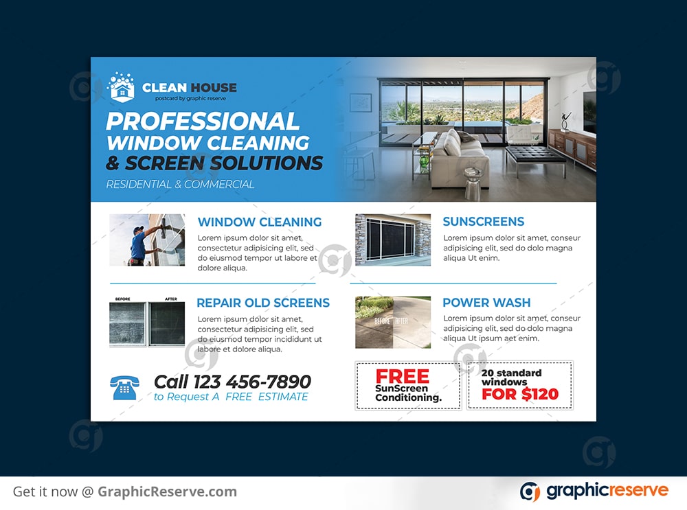 CLEANING SERVICES DIRECT MAIL EDDM POSTCARD TEMPLATE 