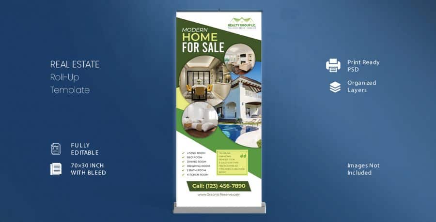 Home For Sale Real Estate Roll Up Template CoverImage