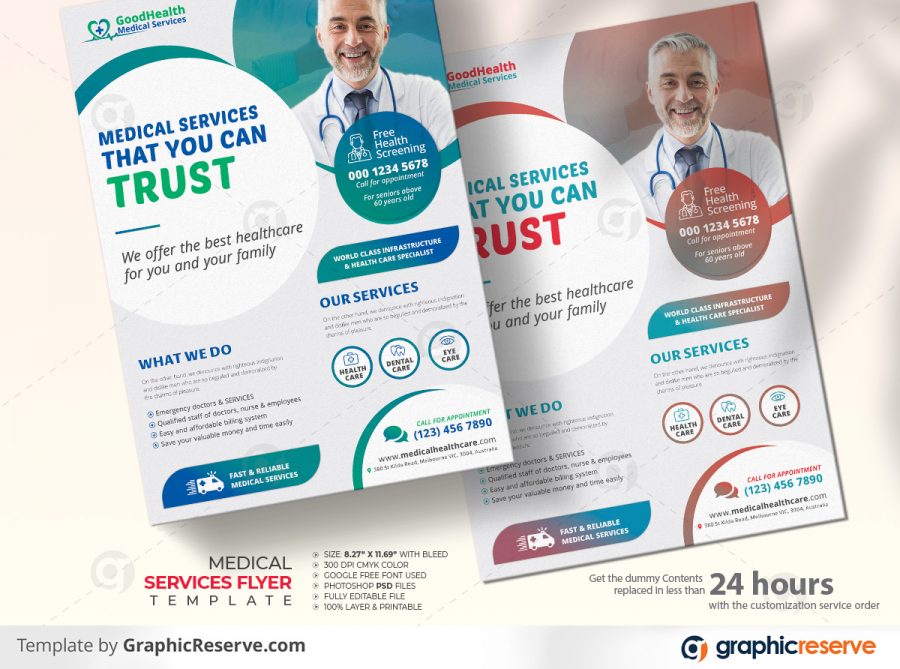 Medical Service Flyer template by didargds P1