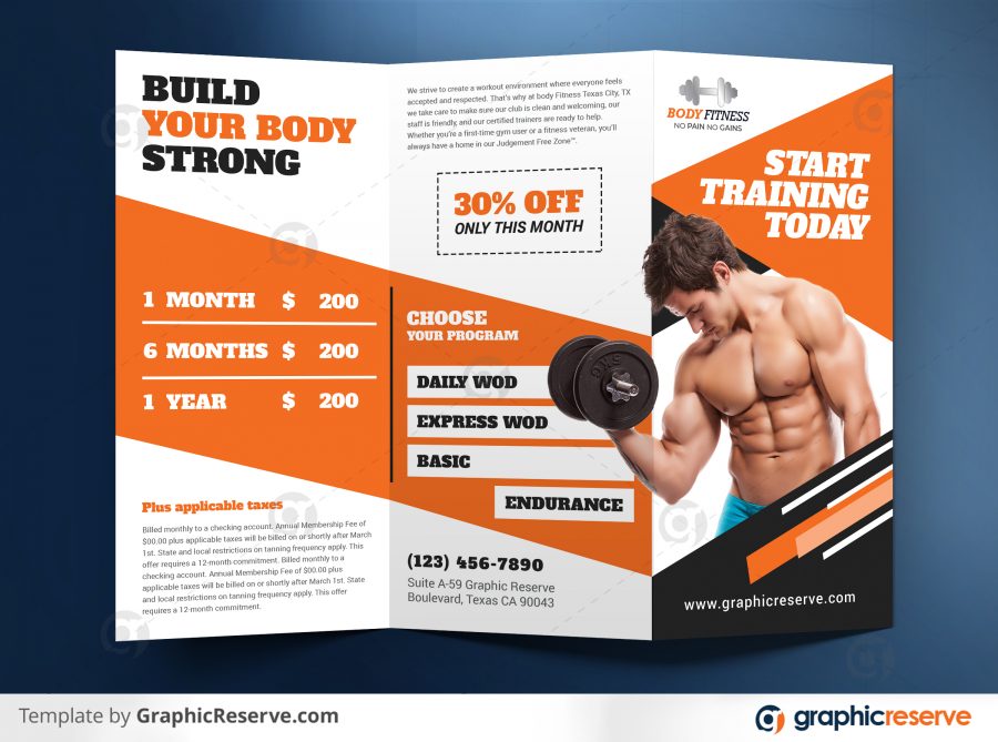 Gym trifold brochure example