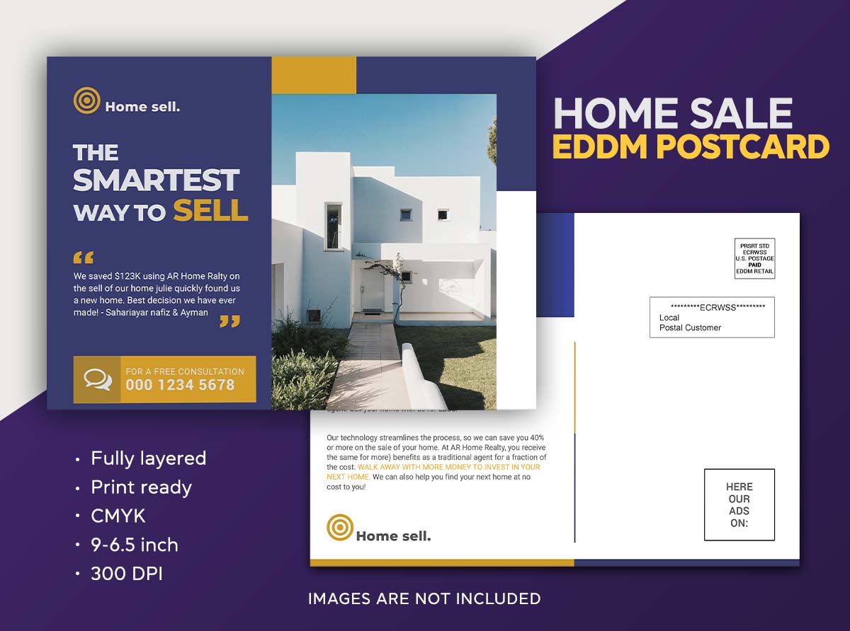 Real estate Hous for sale eddm postcard design template by Sahariya