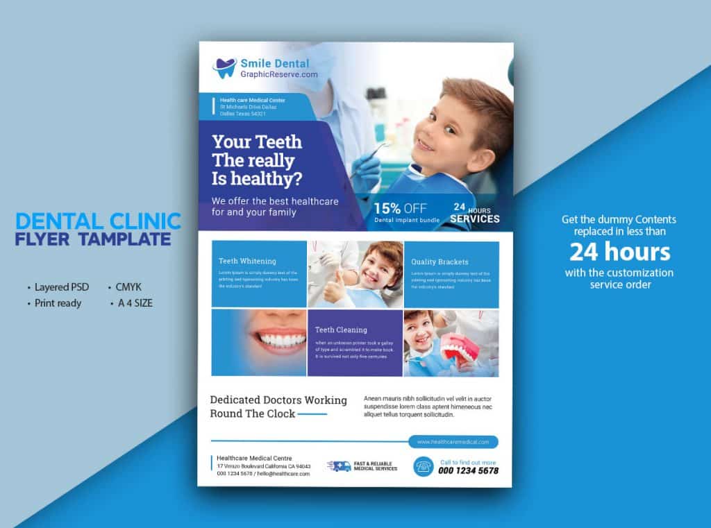 Dental Clinic Promotional Flyer Tamplate by Sahariya