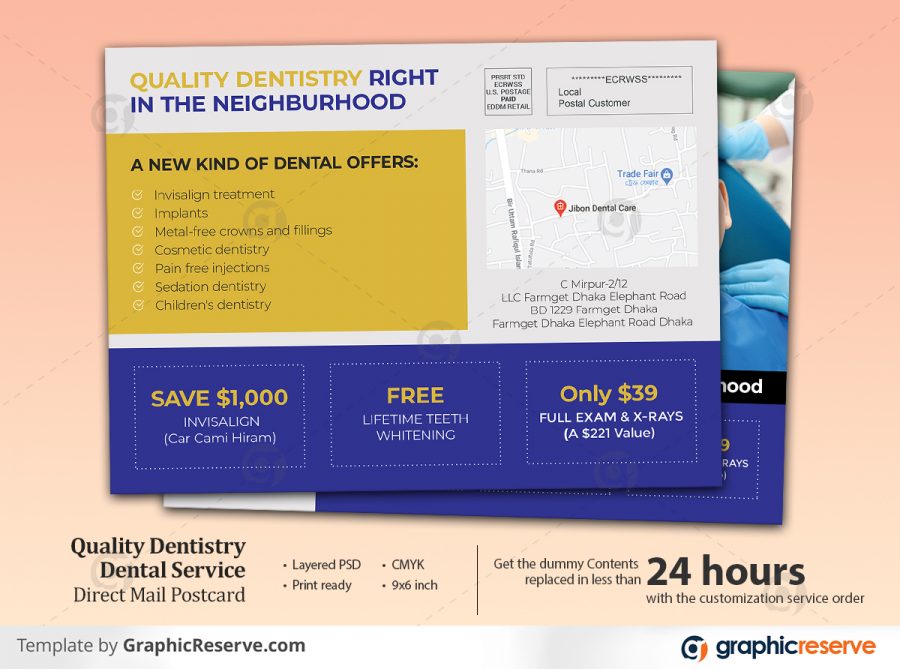Quality Dentistry Dental Service Eddm Postcard template