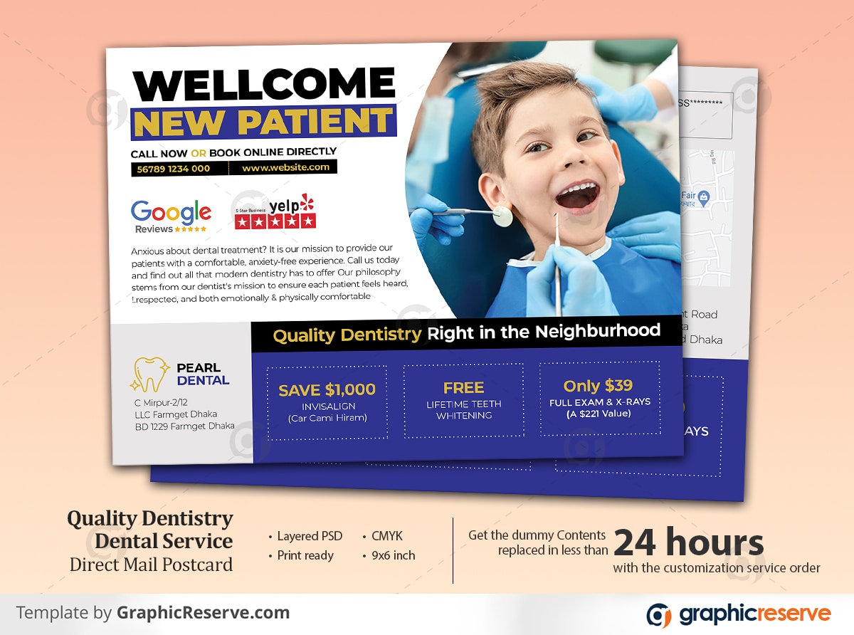 Dentist Direct Mail EDDM Postcard Example