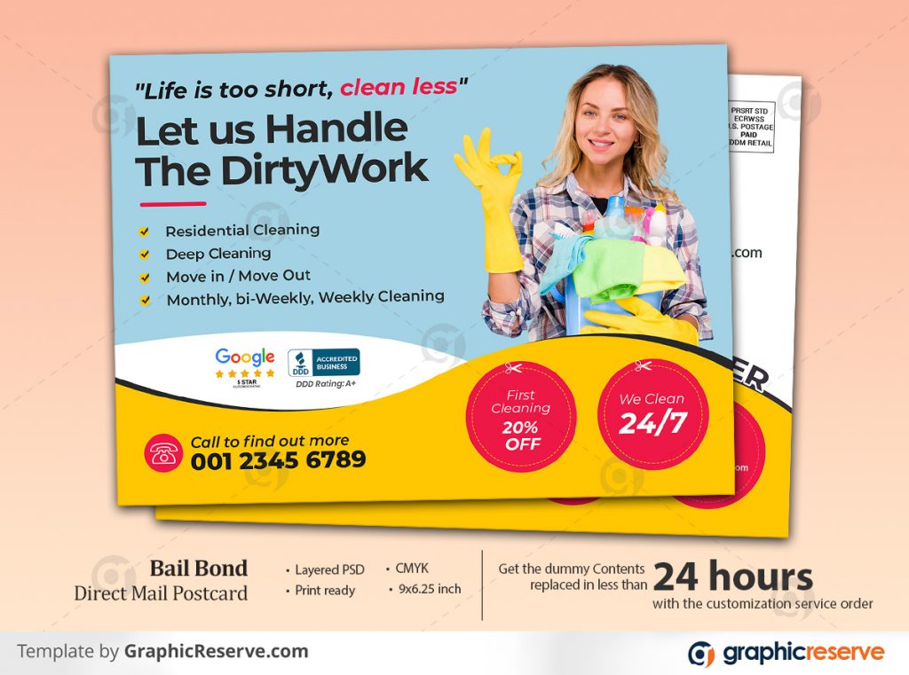 Cleaning Service Coupon Code Eddm Postcard Template