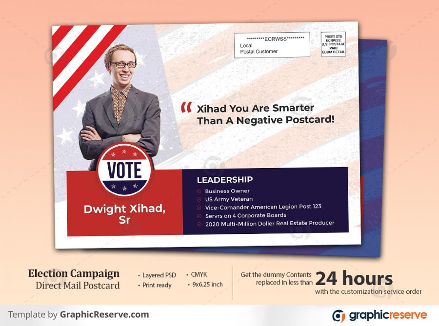 Election Campaign Political Eddm Postcard Template