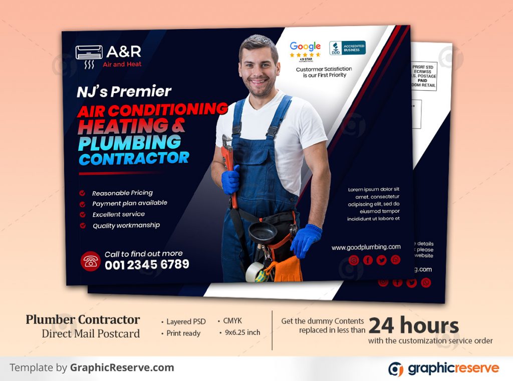 Plumber Contractor air condition repair Eddm Postcard