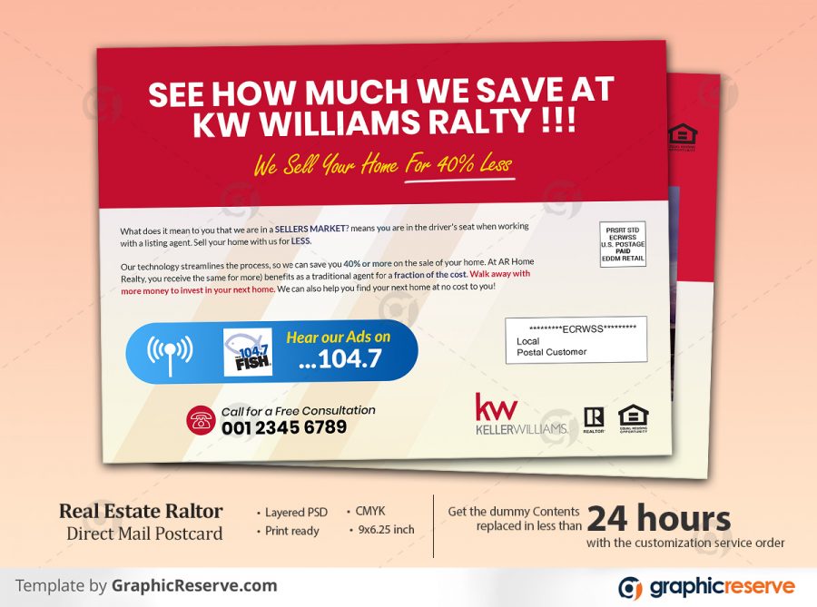 Keller Williams Real Estate Realtor Eddm Postcard Template