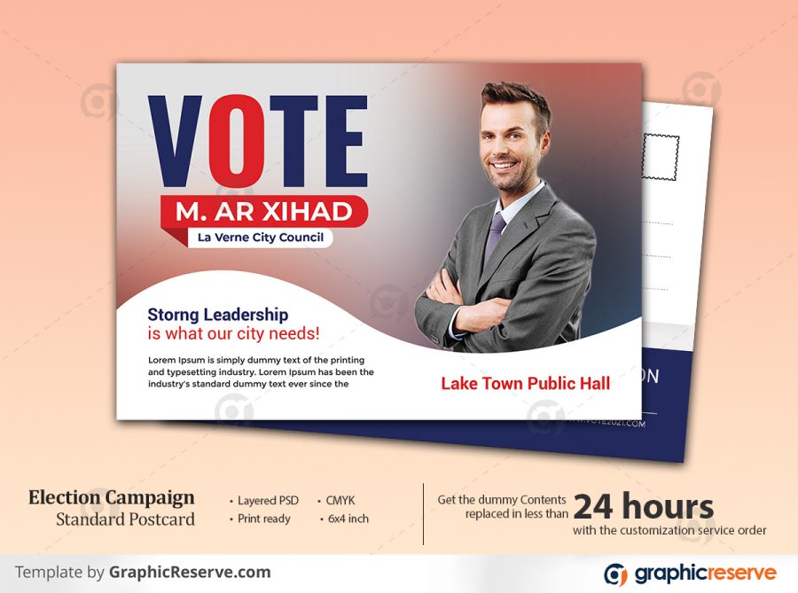 Political Vote Election Campaign Postcard Template