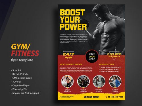 Gym Fitness flyer Telmplate Design . 2
