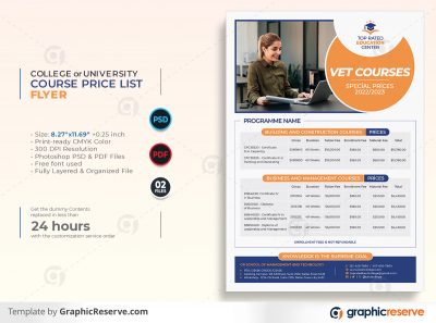 College or University Course Price List Flyer template by didargds on Graphic Reserve College Course University Course Course Price List Flyer v1